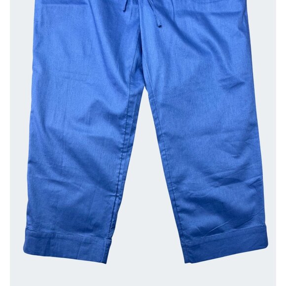 Banana Republic Poplin Relaxed Straight Ankle Pants Pull On Drawstring Blue M - Picture 5 of 15